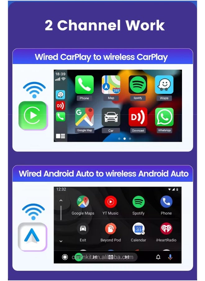 Carlinkit - 5.0 Series 2-in-1 Wireless CarPlay/Android Auto Adapter - Image 1