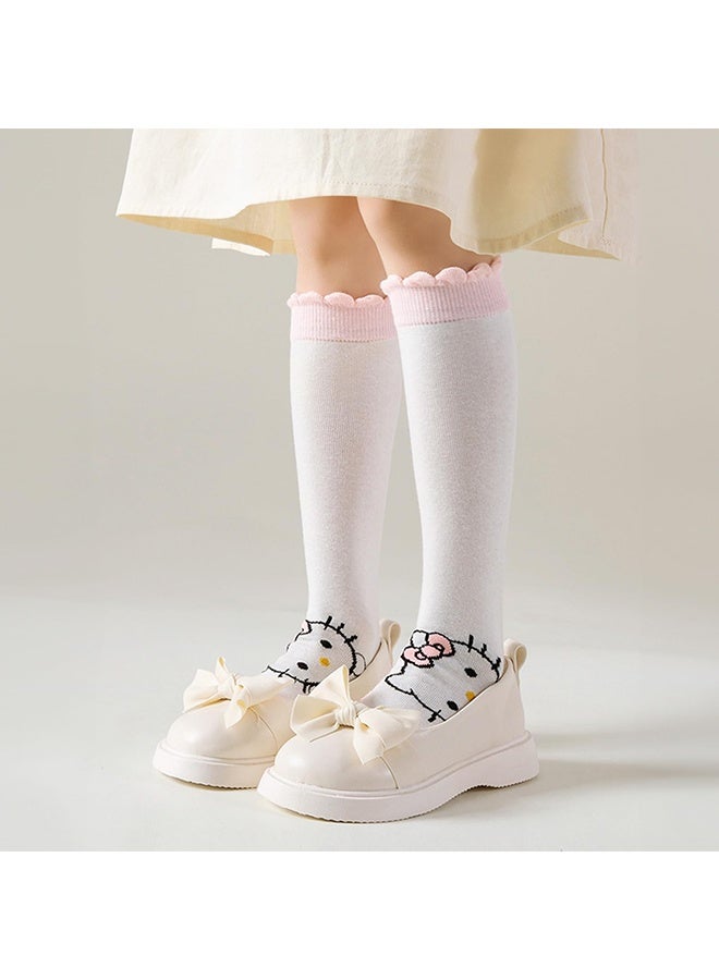 Hello Kitty Girls Knee High Socks, 4 Pairs Cute Cartoon Compression Sock, Comfy Breathable Long Cotton Stocking, Kids Youth Soccer Socks, Warm Mid Calf Boot Sock, Kids Crazy Fun Gift, Pink  - Image 2