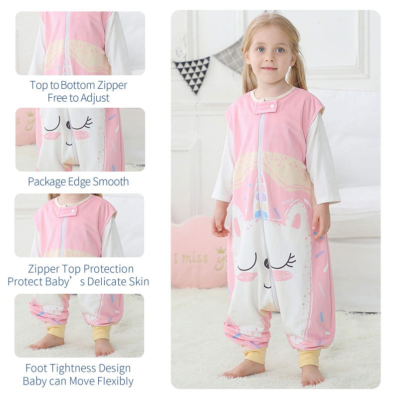 MICHLEY Toddler Sleeping Sack with Feet Newborn Infant Sleeveless Sleeping Bag 2-way Zipper Baby Wearable Blanket for Walkers,Pink Unicorn,5-6T - Image 3