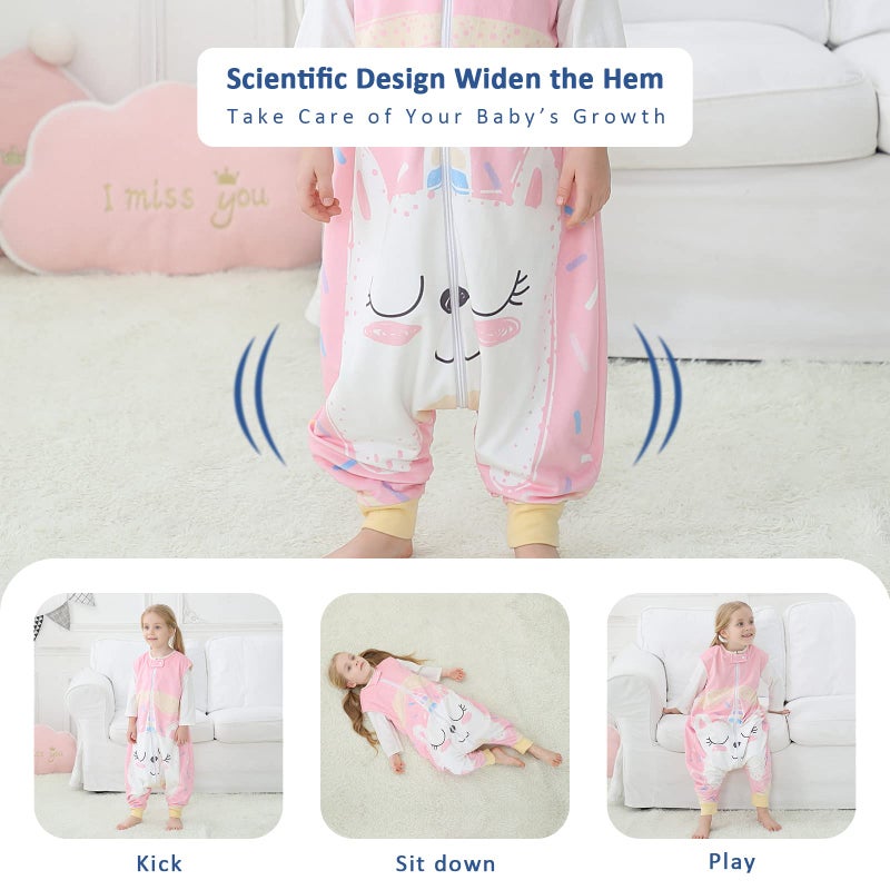 MICHLEY Toddler Sleeping Sack with Feet Newborn Infant Sleeveless Sleeping Bag 2-way Zipper Baby Wearable Blanket for Walkers,Pink Unicorn,5-6T - Image 5
