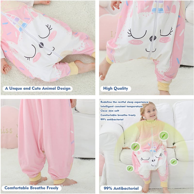 MICHLEY Toddler Sleeping Sack with Feet Newborn Infant Sleeveless Sleeping Bag 2-way Zipper Baby Wearable Blanket for Walkers,Pink Unicorn,5-6T - Image 4