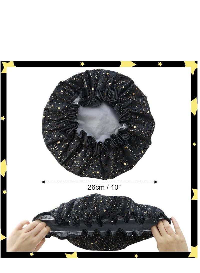 SYOSI Shower Caps 4 Pieces Shower Caps For Women Double Layer Shower Cap Elastic Reusable Bathing Hair Cap Environmental Protection Hair Bath Caps Adult Bathing Cap Bath Hair Cover - Image 2