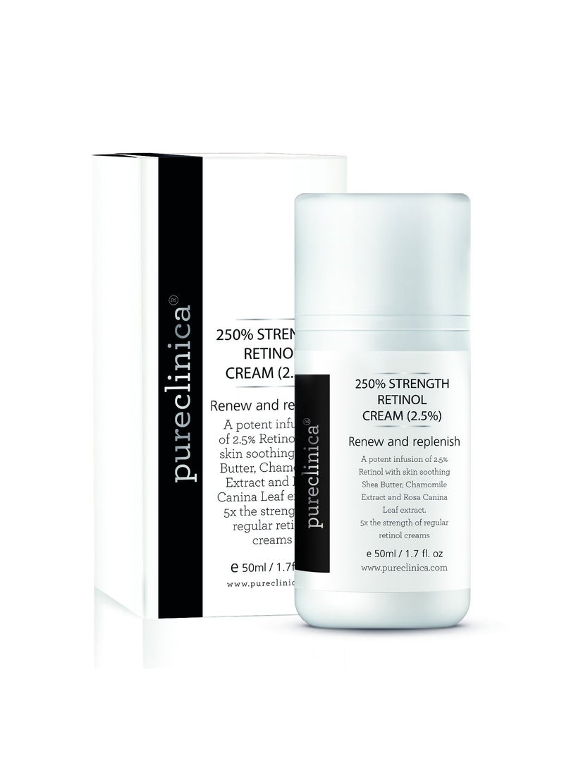 pureclinica 250 Strength Retinol Cream  50ml 17 fl oz Potent AntiAging with 25x Active Ingredients Compared to Competitors 