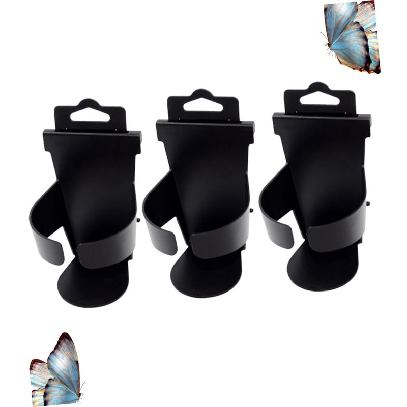 3PCS Black Car Cup Holder Set For Door Side And Seat Back Sturdy Multi Purpose Vehicle Beverage Rack - Image 2