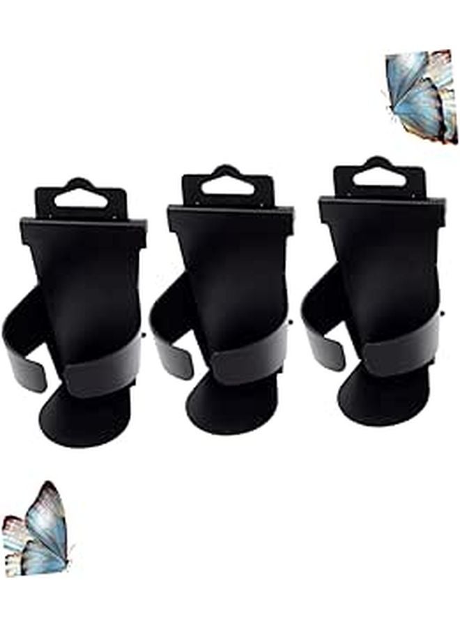 3PCS Black Car Cup Holder Set For Door Side And Seat Back Sturdy Multi Purpose Vehicle Beverage Rack - Image 1
