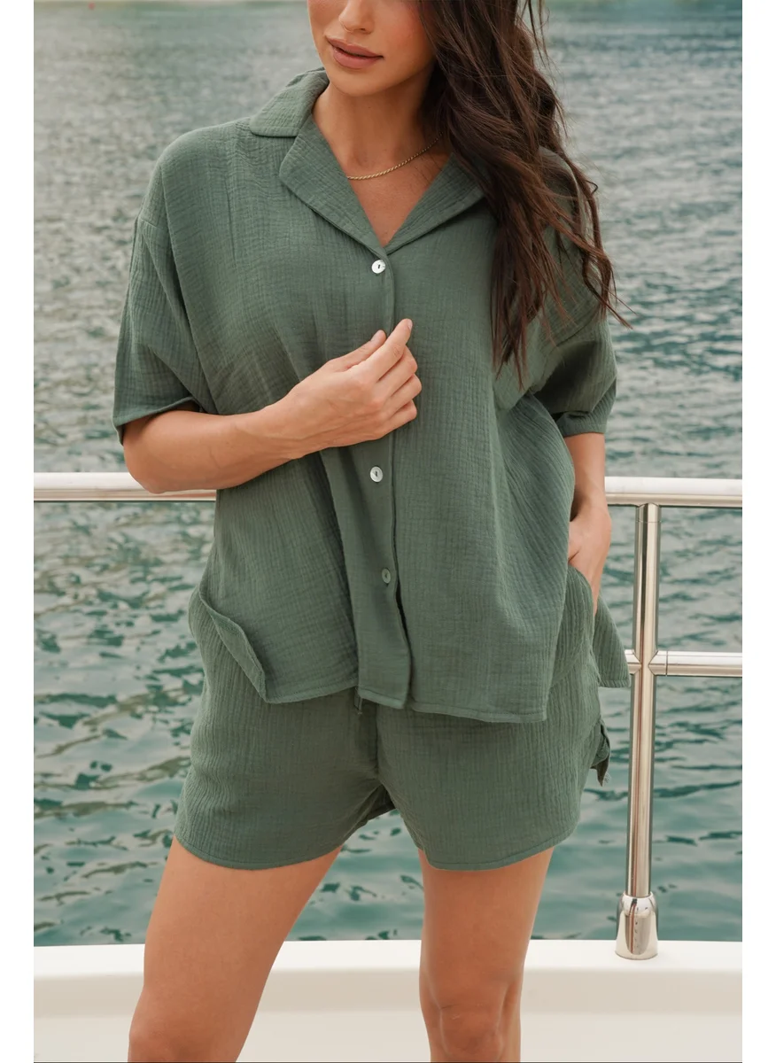 نوماد Crinkle Cotton Button Down Shirt
