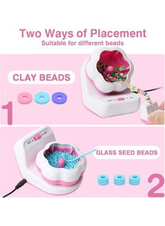 Garlo Bead Spinner, Electric Clay Bead Spinner, Innovative DIY Making Bead Spinner for Bracelets with Needles, Flower Shape Beads Bowl for Beading, Waist Beads, Jewelry, Necklaces  - Image 3