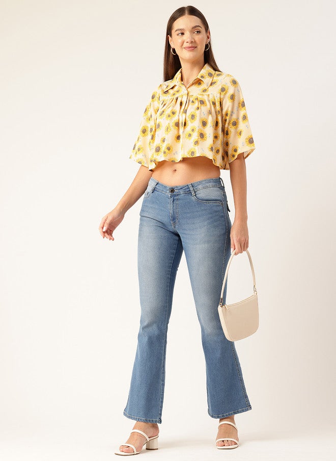 Rue Collection بلوزة قصيرة بطبعة زهور للنساء - Image 5