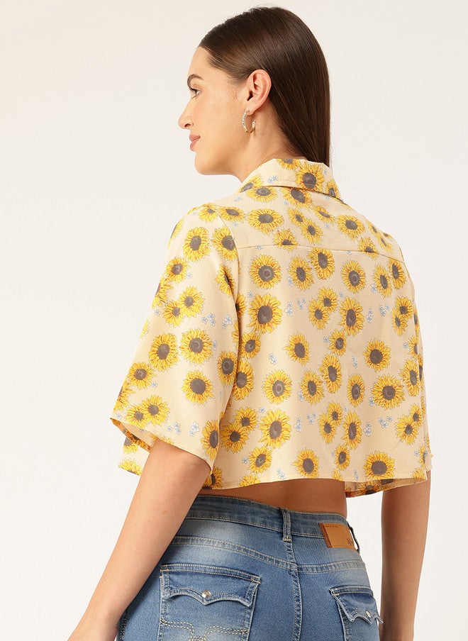 Rue Collection بلوزة قصيرة بطبعة زهور للنساء - Image 4