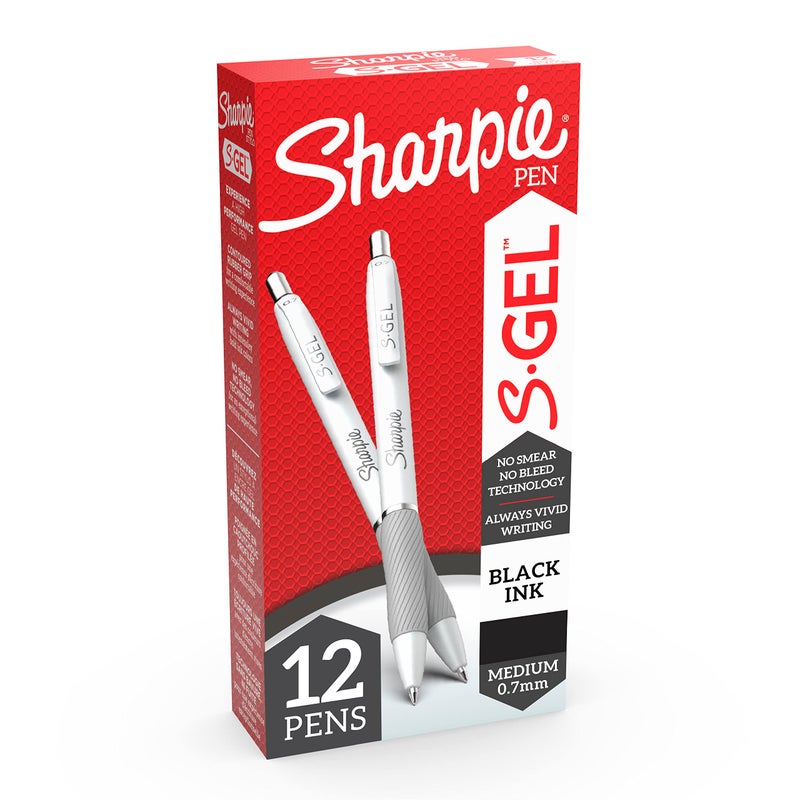 Sharpie S-Gel, Gel Pens, Drawing Pens, Gel Ink Pens For Journaling, Writing Pens, Coloring Pens, Medium Point Pens (0.7Mm), Pearl White Body, Black Ink Gel Pen, 12 Count - Image 2