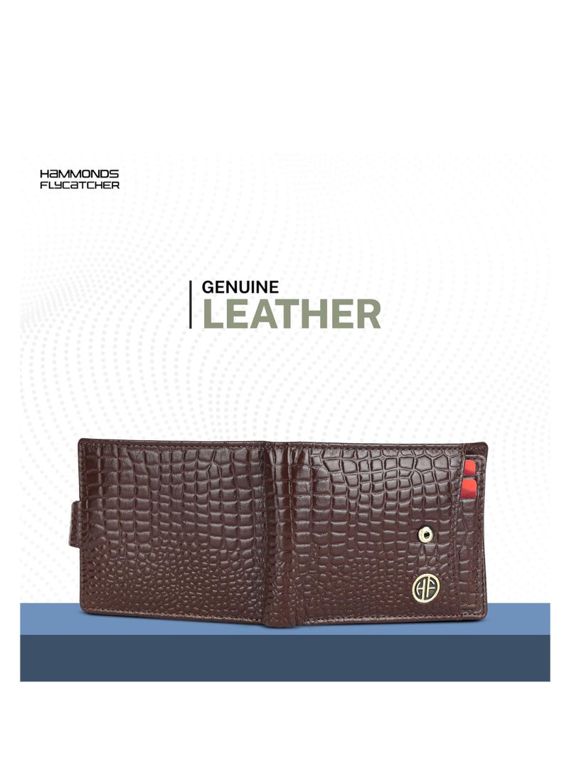 HAMMONDS FLYCATCHER Wallet for Men Leather Original, Mens Wallet, Leather Wallets for Men Stylish, Bi-Fold Wallets for Man, 5 Card Slots, Easy Access Card Slots, Coin Pocket, Mens Gift - Croc Brown - Image 2