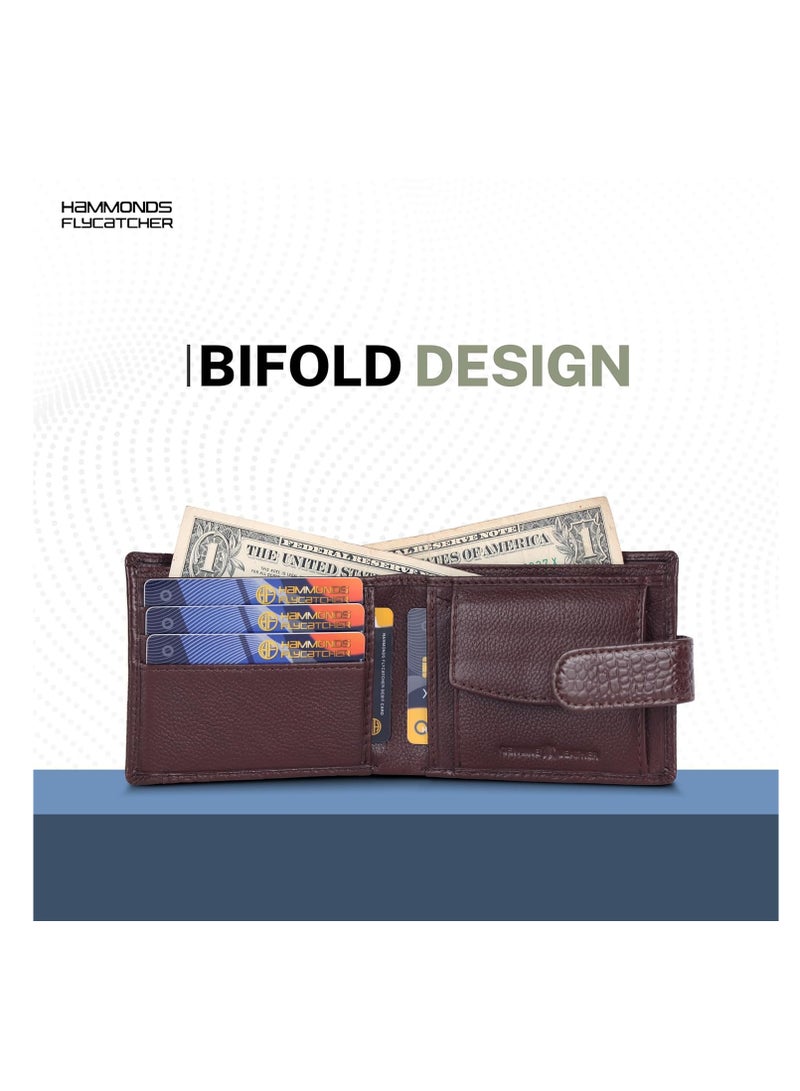 HAMMONDS FLYCATCHER Wallet for Men Leather Original, Mens Wallet, Leather Wallets for Men Stylish, Bi-Fold Wallets for Man, 5 Card Slots, Easy Access Card Slots, Coin Pocket, Mens Gift - Croc Brown - Image 4