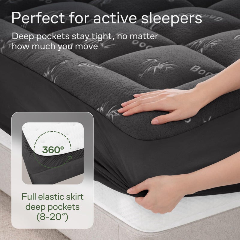 Niagara Sleep Solution Ultra Soft Full Size Mattress Topper - Viscose Made from Bamboo Pillow Top Mattress Pad for Back Pain Relief - Naturally Cooling for Hot Sleepers, Dark Gray - Image 5