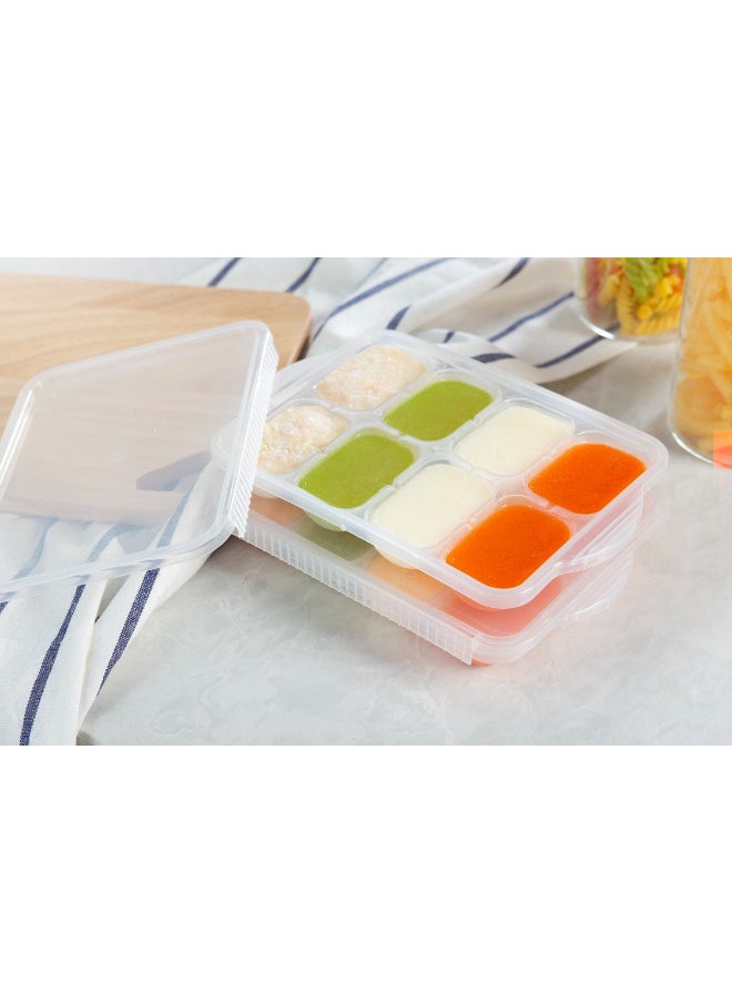 Amori Baby Food Freezer Tray With Lid, 8 Cubes, White