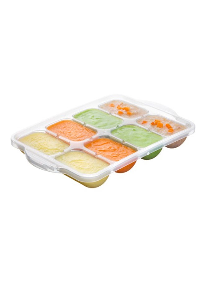 Amori Baby Food Freezer Tray With Lid, 8 Cubes, White