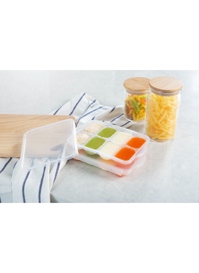 Amori Baby Food Freezer Tray With Lid, 8 Cubes, White