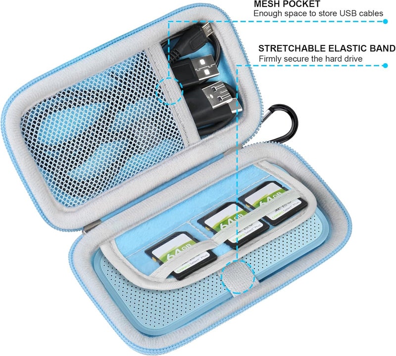 Lacdo Hard Carrying Case for SanDisk Extreme Pro/SanDisk Extreme Portable External SSD 500GB 1TB 2TB 4TB USB-C Solid State Drive EVA Shockproof Protective Storage Travel Bag, Sky Blue - Image 4