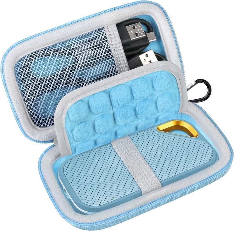 Lacdo Hard Carrying Case for SanDisk Extreme Pro/SanDisk Extreme Portable External SSD 500GB 1TB 2TB 4TB USB-C Solid State Drive EVA Shockproof Protective Storage Travel Bag, Sky Blue - Image 1