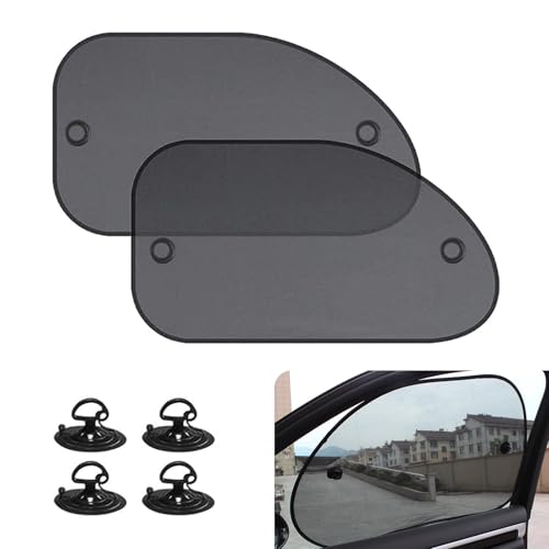 Tesnaao 2 PCS Car Side Window Sun Shade with Suction Cup 26In x 15In Vehicle Window Covers Universal Automotive Window Thermal Protectors Accessories for Truck SUV Car Black - Image 1