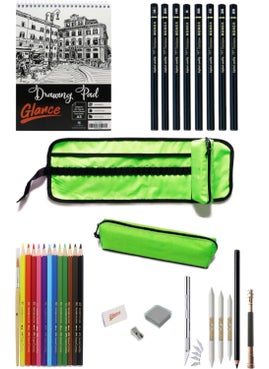 Glance A5 Drawing Notebook 120 gr 50 Yp Tombow Monor Graded Pencil Faber Aquarel Drawing Set with Bag 