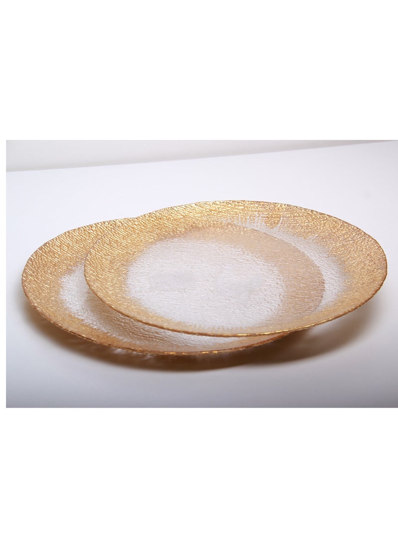 A glass serving dish with wavy edges, with a sophisticated royal design. - Image 2