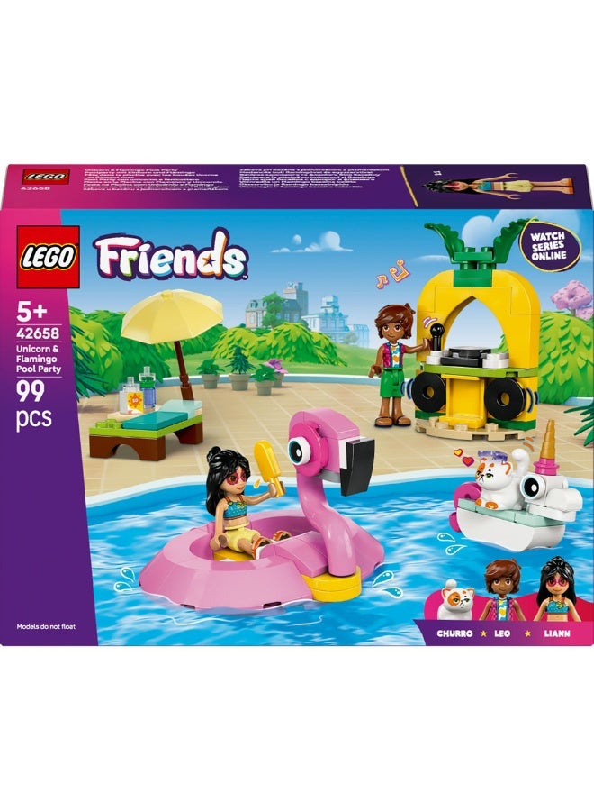LEGO Friends Unicorn And Flamingo Pool Party Toy Set 42658 (Age 5+, 99 Pieces) - Image 2