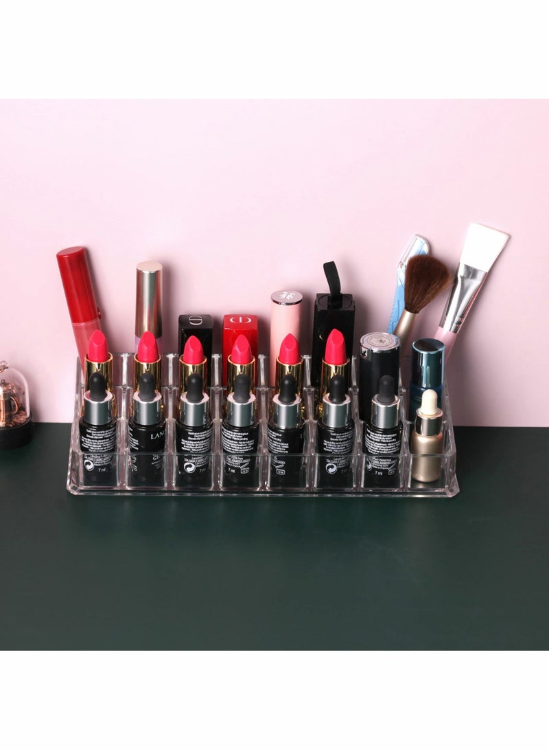 KASTWAVE 24 Slots Spaces Lipstick Holder Transparent Clear Acrylic Thickening Makeup Organizer Display Stand - Image 4