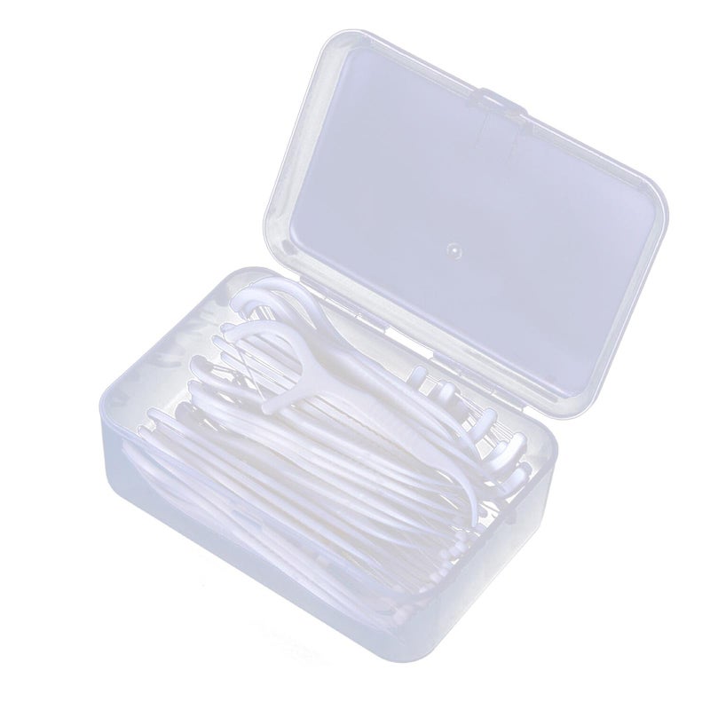 50pcs Toothpick 2-In-1 Dental Floss Picks High Toughness Interdental Brush Teeth Stick Oral Care Tools Professional Toothpicks Sticks with Portable Case Dental Picks Perfect for Family Hotel Travel - Image 1