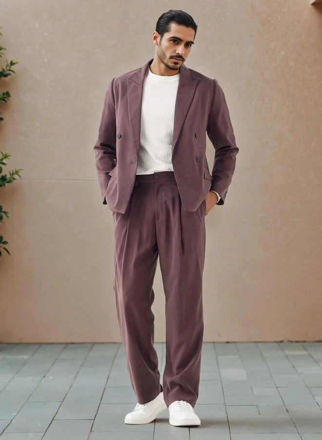 ايكونيك Iconic Relaxed Fit Pleated Pants with Pockets