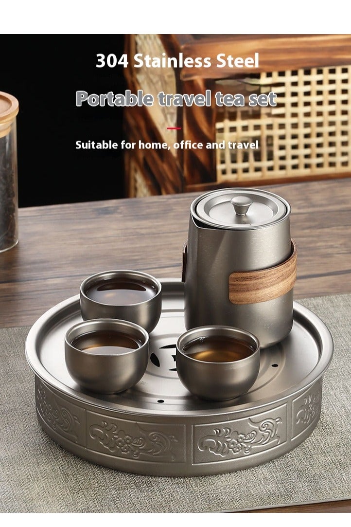 AiQi 304 Stainless Steel Portable Travel Tea Set | Nesting Storage | Smooth Eagle-Spout Pouring | Premium Gift Choice - Image 1