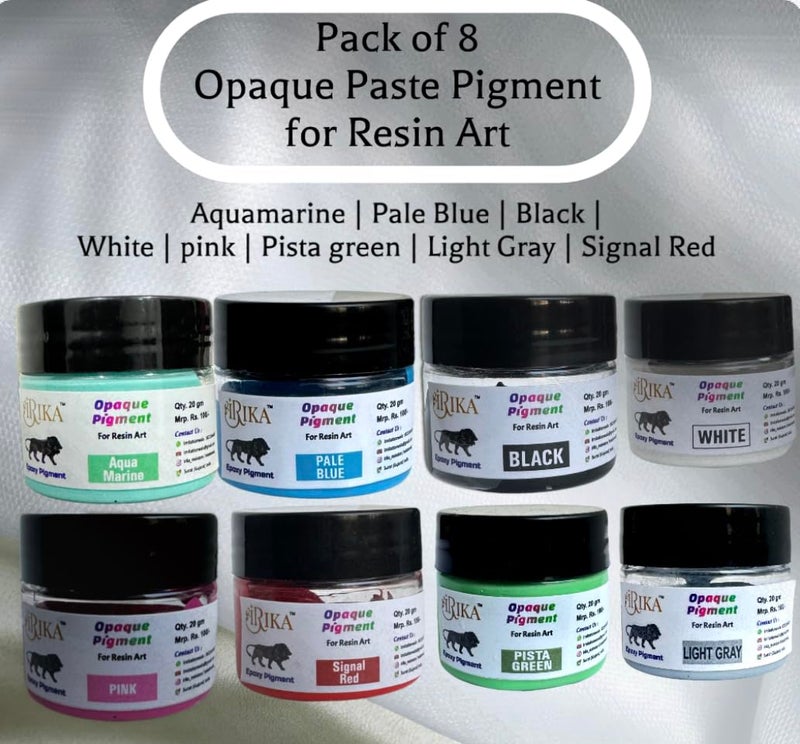 IRIKA IRIKA PACK OF 8 OPAQUE PIGMENT PASTE FOE RESIN ART AND CRAFT 8 SHADECOMBO PIGMENTRESIN ARTNON TOXICEPOXY PIGMENT 20 GM EACH  - Image 2