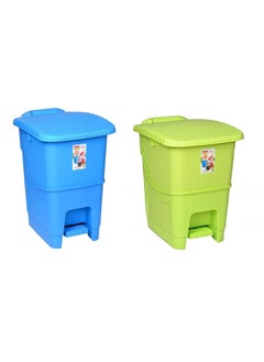 Aristo ARISTO splash plastic pedal dustbin 25 LTR GREEN & BLUE PACK OF 2  - Image 1
