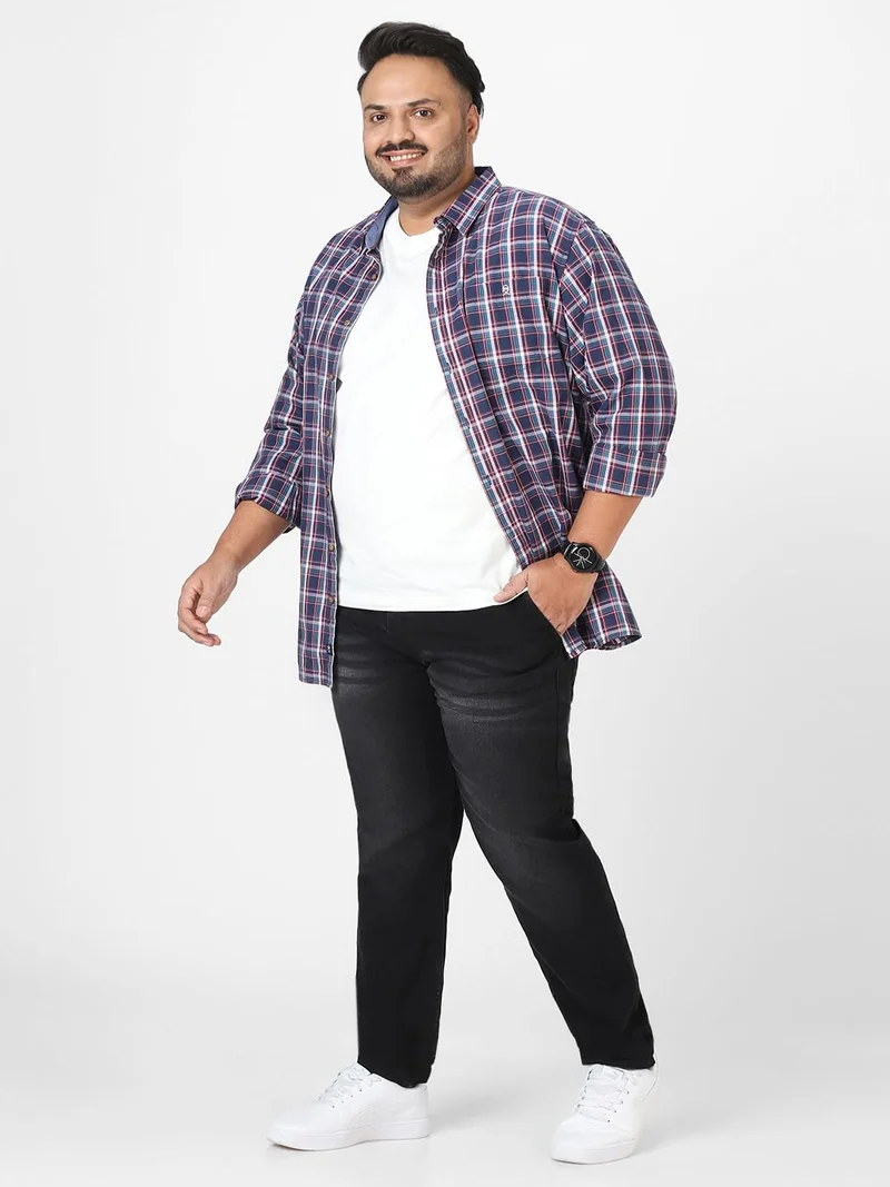 Urbano Fashion  Urbano Plus Men's Black Regular Fit Washed Jeans Stretchable  | Best Price UAE