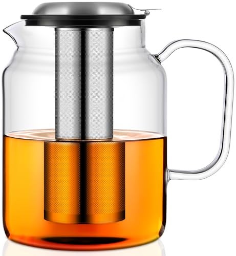Aquach 85oz Glass Teapot with Stainless Steel Removable Infuser, Stovetop & Dishwasher Safe, Ideal for Brewing Loose Leaf & Blooming Tea - Image 1