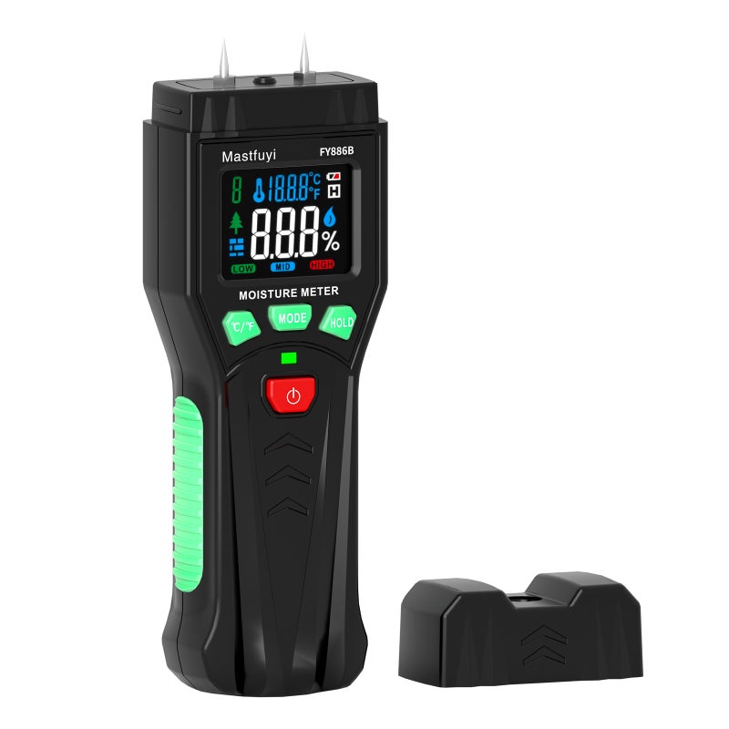 Wood Moisture Meter, Pin-Type Moisture Tester with Visual Indicators for Firewood, Lumber, Building Materials, Concrete Floors, Drywall - Image 1