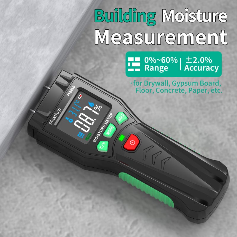 Wood Moisture Meter, Pin-Type Moisture Tester with Visual Indicators for Firewood, Lumber, Building Materials, Concrete Floors, Drywall - Image 3