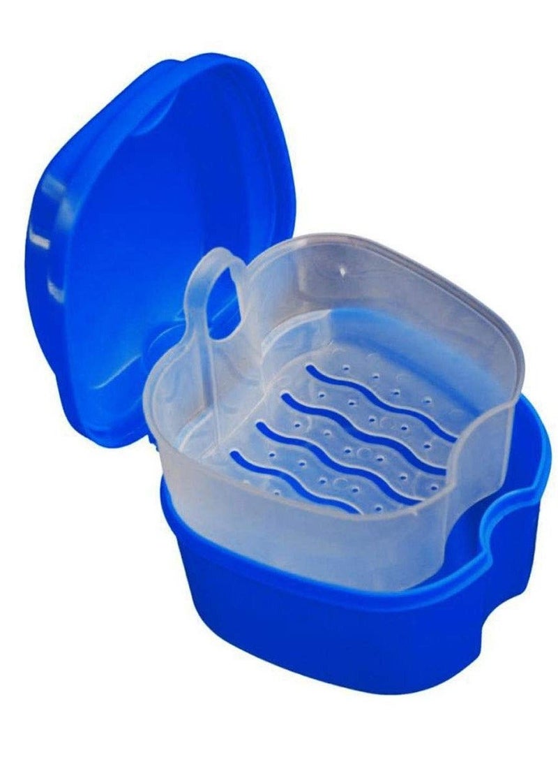 Generic 2 Pack Colors Denture Bath Case Cup Box Holder Storage Soak Container with Strainer Basket for Travel Cleaning  - Image 3