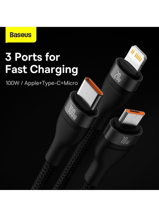 Baseus Fast Charging USB + C to Type C 100W, Lightning 20W for iPhone 14 Pro Max, and Micro 18W, Data Cable 1.2M Compatible for Apple 13 12 11, MacBook, iPad, Samsung, Huawei, and More Black - Image 3
