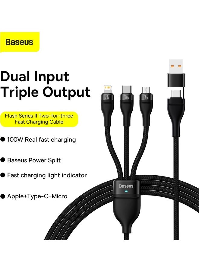 Baseus Fast Charging USB + C to Type C 100W, Lightning 20W for iPhone 14 Pro Max, and Micro 18W, Data Cable 1.2M Compatible for Apple 13 12 11, MacBook, iPad, Samsung, Huawei, and More Black - Image 2