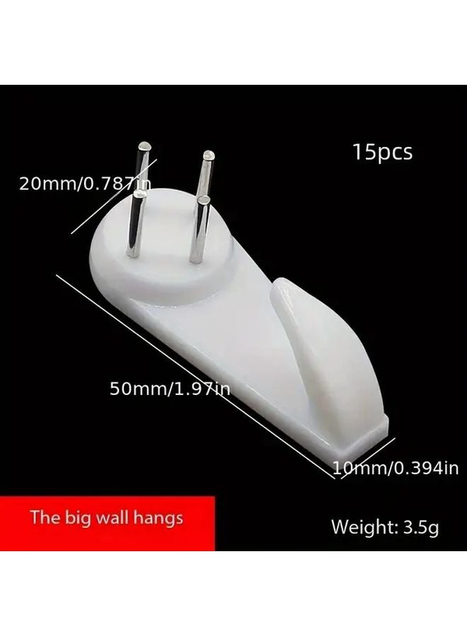 15pcs Large Invisible Seamless Wall Hooks Metal No Drill Adhesive Mounting Hangers - Image 1