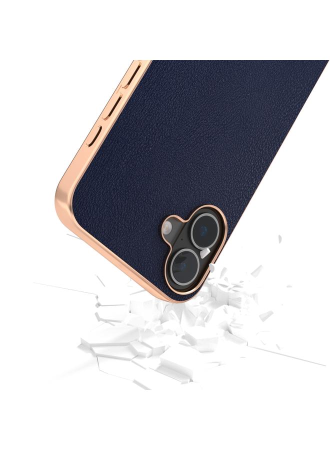 S-TOP Case For iPhone 16 Plus PU Leather Electroplating Frame Full Coverage Phone Case - Image 4