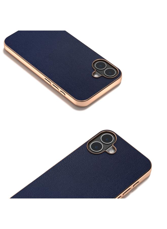 S-TOP Case For iPhone 16 Plus PU Leather Electroplating Frame Full Coverage Phone Case - Image 3