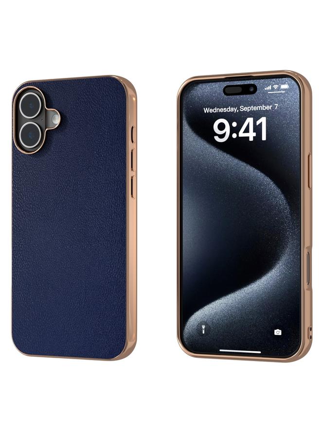 S-TOP Case For iPhone 16 Plus PU Leather Electroplating Frame Full Coverage Phone Case - Image 1