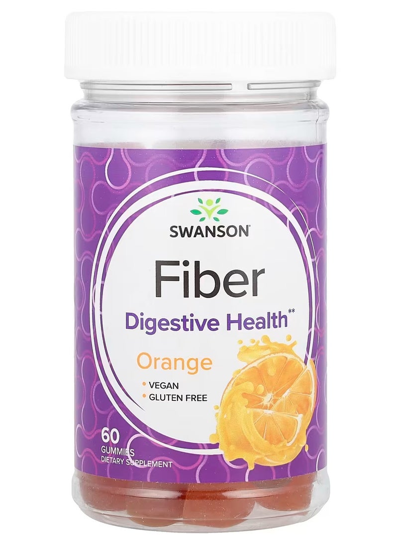 Swanson, Fiber Gummies, Orange, 60 Gummies