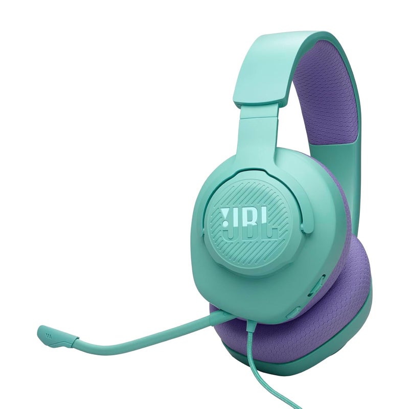 JBL Quantum 100M2 Wired Gaming Headphones, Supports Windows Sonic Spatial Audio, 40mm Realistic Dynamic Drivers, Omnidirectional Detachable Mic, Breathable Memory Foam Cushions, PC/Xbox/PS/3.5mm-Cyan - Image 1
