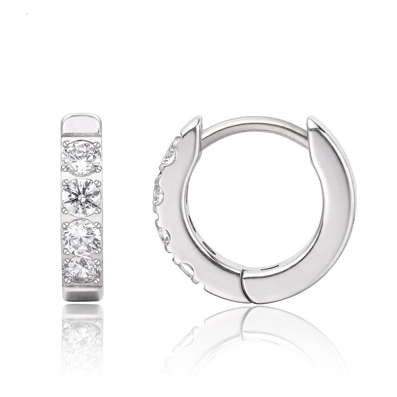 Limerencia G23 Pure Titanium Huggie Hoop Earrings Hypoallergenic Lightweight Cartilage Hoops Small Cubic Zirconia Cuff Earrings Mini Piercing Jewelry for Women Sensitive Ears 8mm