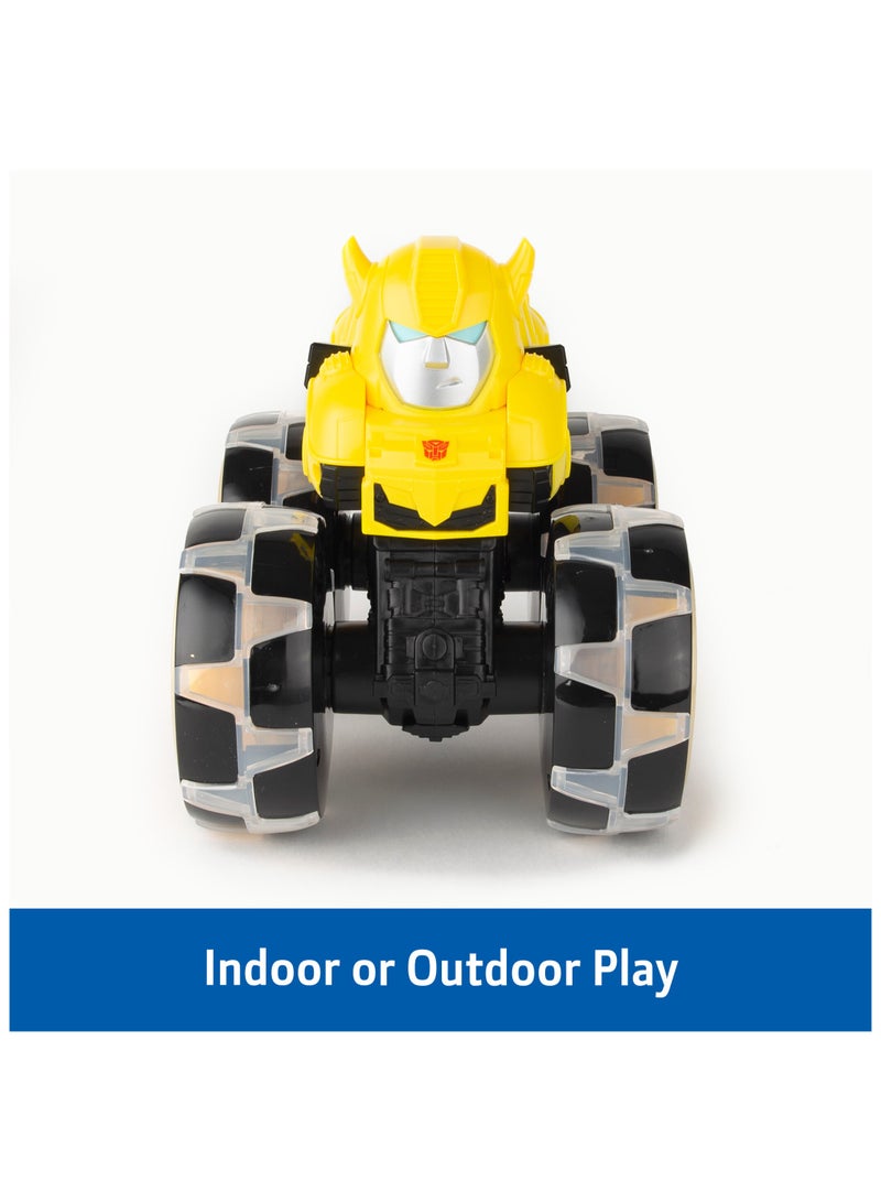 John Deere Transformers Bumblebee Light-Up Monster Wheels Toy Truck with Neon Wheels | Kids Toy for Boys and Girls | Yellow - Image 1