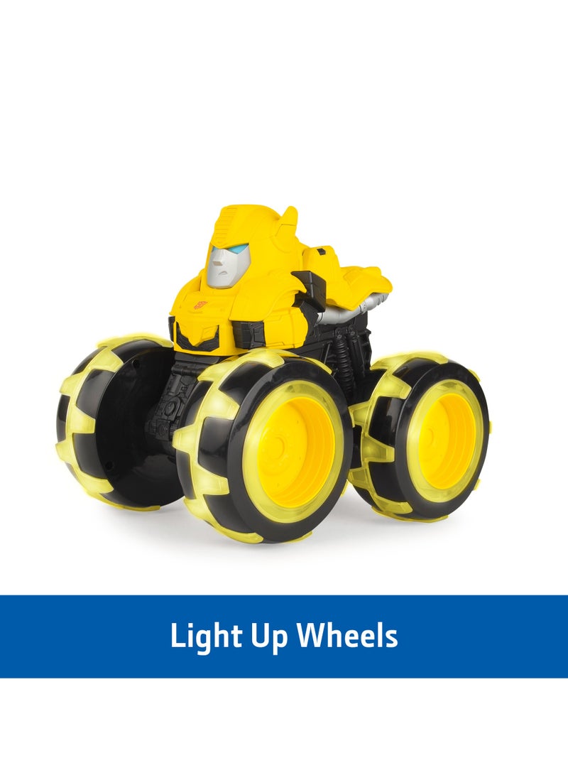 John Deere Transformers Bumblebee Light-Up Monster Wheels Toy Truck with Neon Wheels | Kids Toy for Boys and Girls | Yellow - Image 2