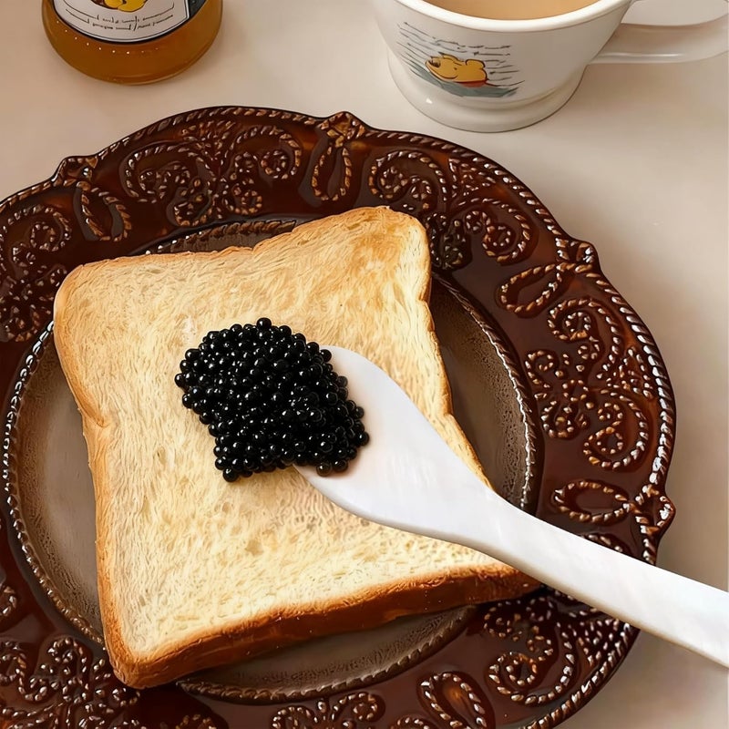 KIRIN Caviar Spoons 5 Pieces as A Set, Mother of Pearl Caviar Spoons with Hand Craft W Round Handle for Caviar, Egg, Ice Cream, Cake, Coffee and Restaurant Serving (3.5inch) - Image 5