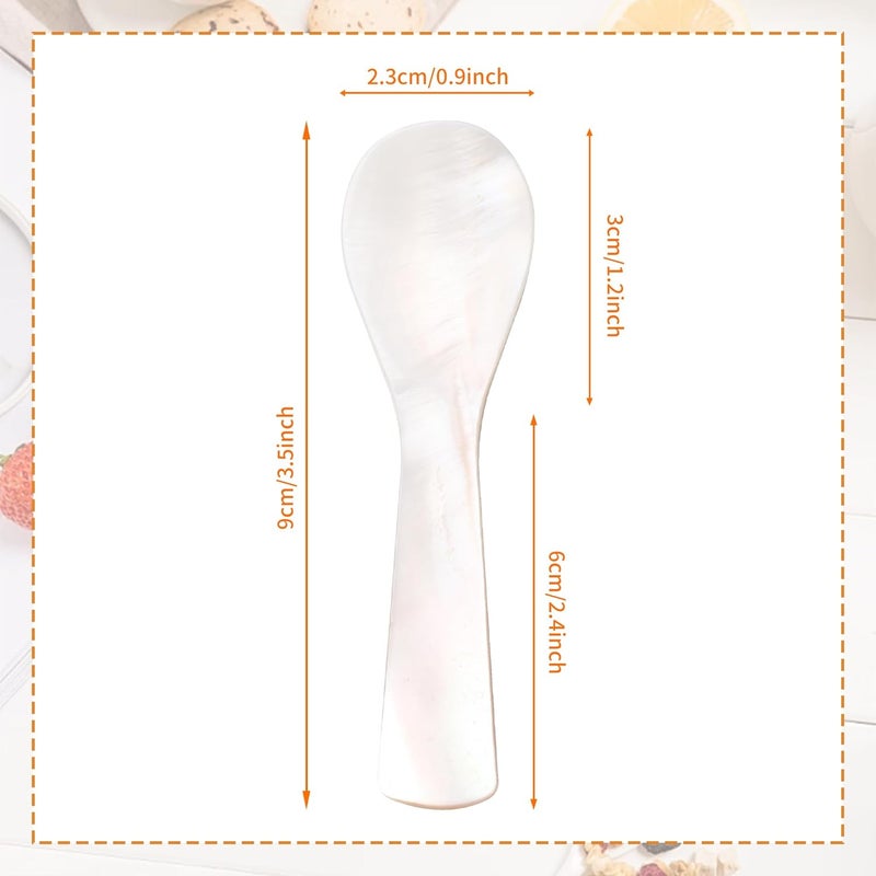 KIRIN Caviar Spoons 5 Pieces as A Set, Mother of Pearl Caviar Spoons with Hand Craft W Round Handle for Caviar, Egg, Ice Cream, Cake, Coffee and Restaurant Serving (3.5inch) - Image 2